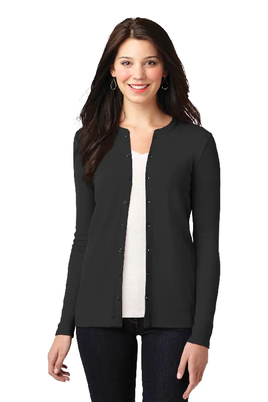 Port Authority Ladies Concept Stretch Button-Front Cardigan. LM1008 Denim Fabric Leather Fabric Suede Fabric Port Authority Ladies Concept Stretch Button-Front Cardigan. LM1008 Denim Fabric Leather Fabric Suede Fabric