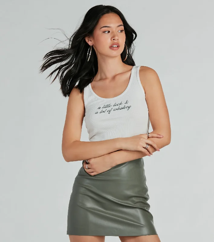 Luck And Whiskey Graphic Tank Crop Top soft tank top