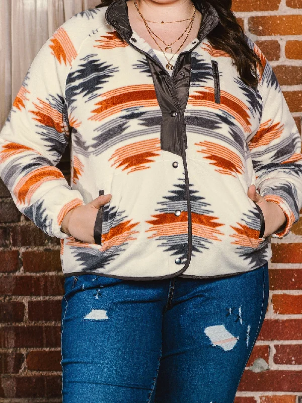 Aztec Print Stand Neck Plus Size Jacket in Grey Geo Patchwork Satin Jacket Silk Jacket Chiffon Jacket