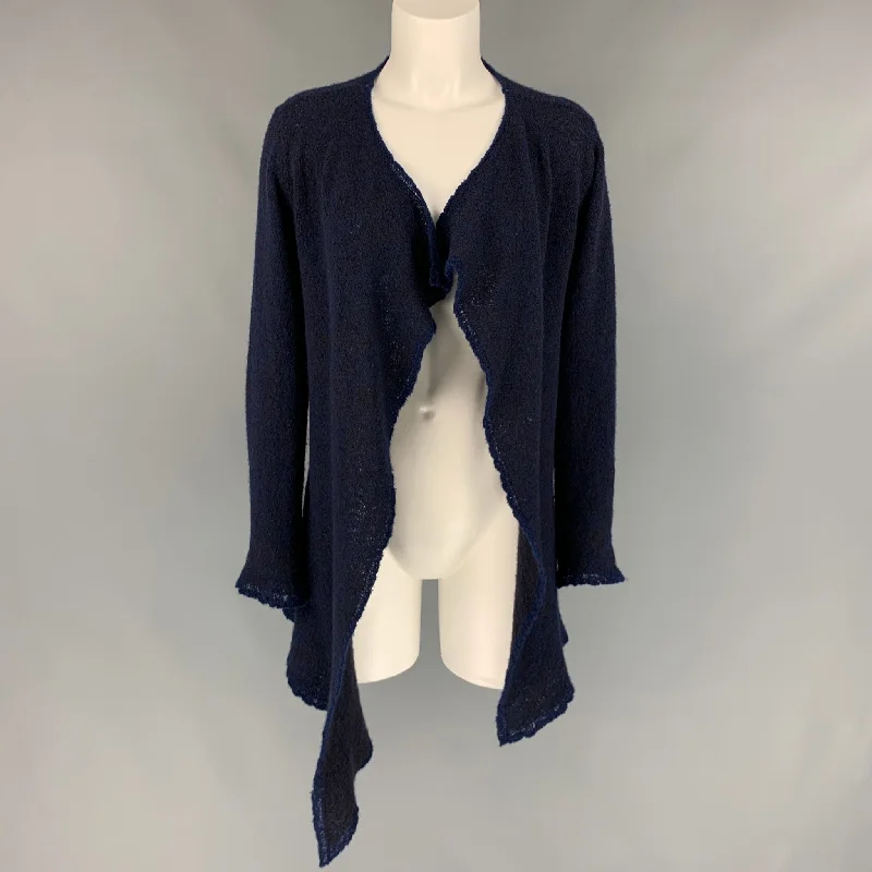 LAINEY Size S Navy & Purple Cashmere Blend Open Front Cardigan Terry Blend Velvet Blend Canvas Blend LAINEY Size S Navy & Purple Cashmere Blend Open Front Cardigan Terry Blend Velvet Blend Canvas Blend