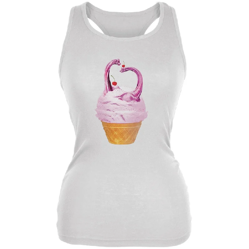 Ice Cream Cone Brachiosaurus White Juniors Soft Tank Top sexy tank top