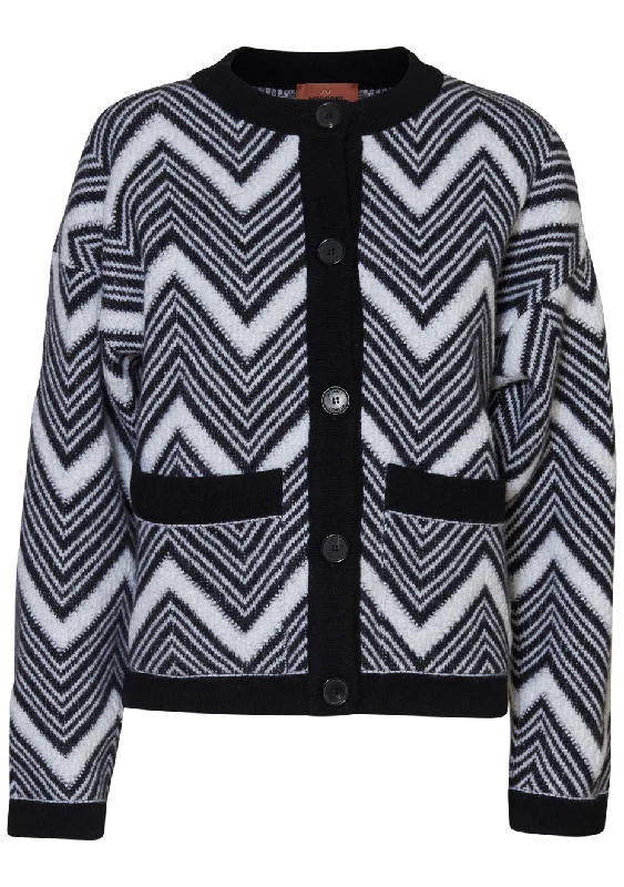 Long Sleeve Crewneck Cardigan Jacket Print Jacquard Patchwork