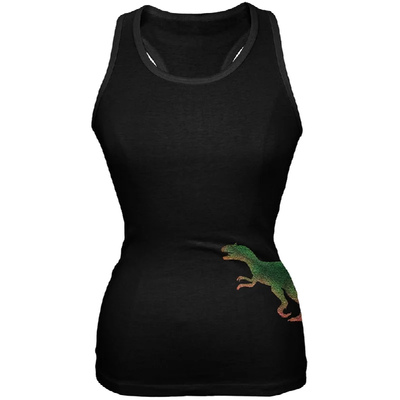 Allosaurus Dinosaur Distressed Black Juniors Soft Tank Top sleep tank top