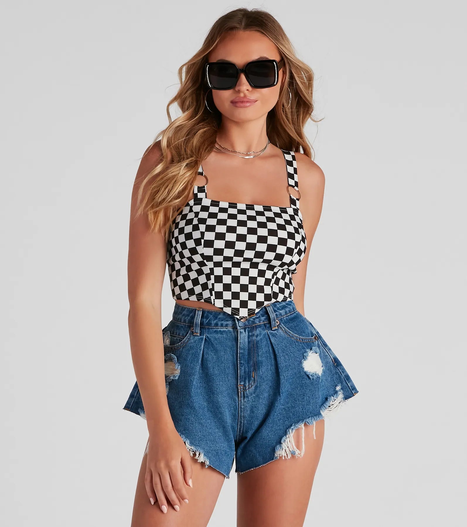 Finish The Race Checkered Tank Top chic tank top