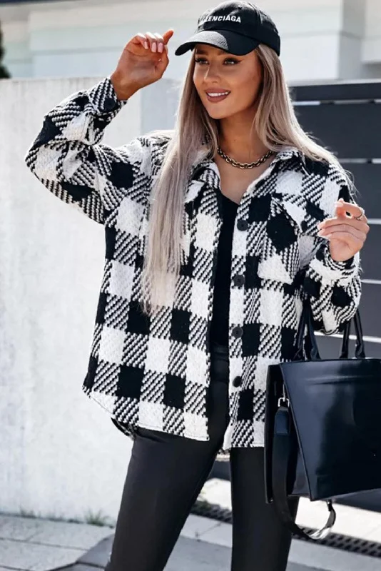 Buffalo Plaid Oversized Shirt Jacket Fleece Jacket Down Jacket Feather Jacket