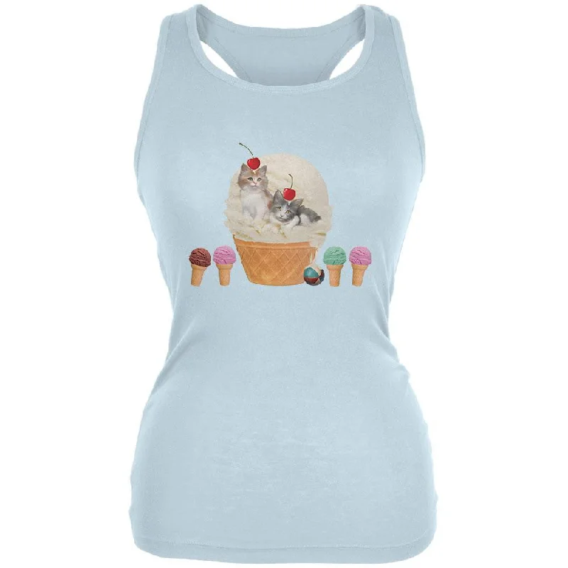 Ice Cream Cone Cat Red Juniors Soft Tank Top bright tank top