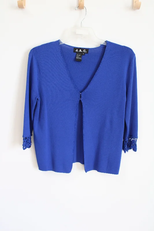 J.A.C. Vintage Cobalt Blue Cardigan | XL Boat Neck Shawl Collar Notched Collar