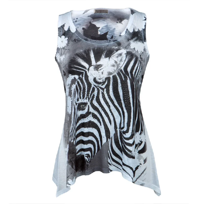 Zebra Portrait Juniors Tank Top Tunic white tank top