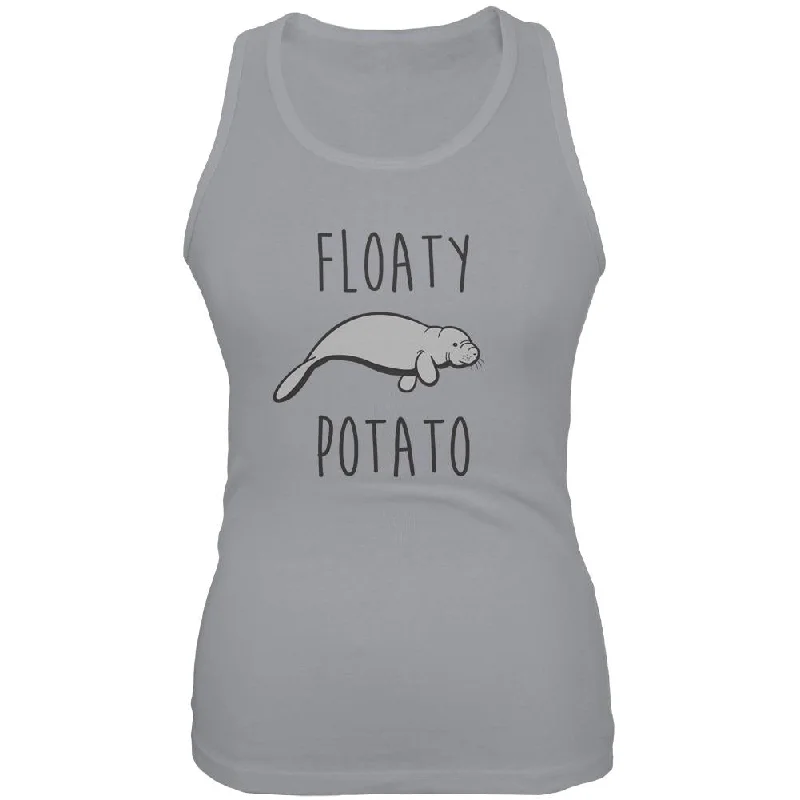 Floaty Potato Manatee Juniors Soft Tank Top lavender tank top