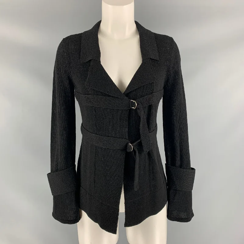 DROZDZIK Size XS Black Cotton Solid Cardigan Rayon Fabric Velvet Fabric Corduroy Fabric DROZDZIK Size XS Black Cotton Solid Cardigan Rayon Fabric Velvet Fabric Corduroy Fabric