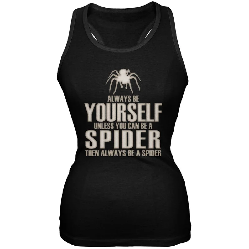 Always Be Yourself Spider Black Juniors Soft Tank Top open back tank