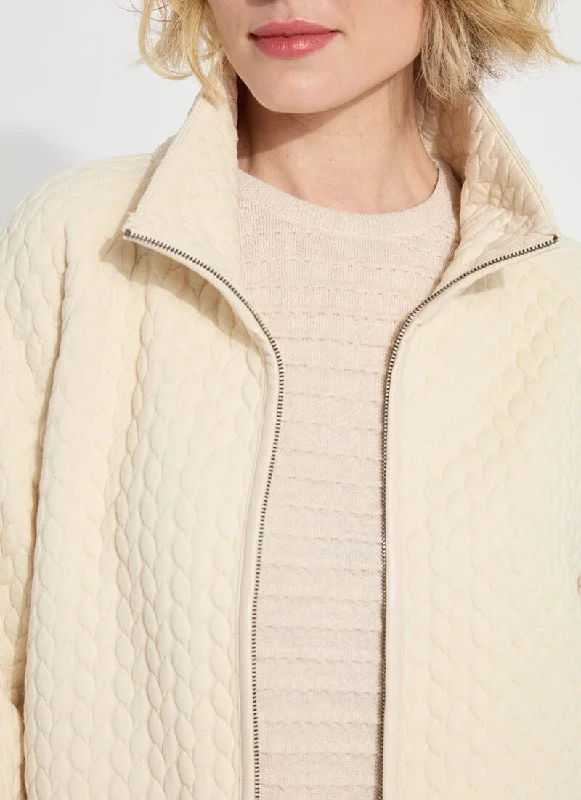 Sol Quilted Cable Jacket | Panna Cotta Faux Fur Jacket Real Fur Jacket Shearling Jacket