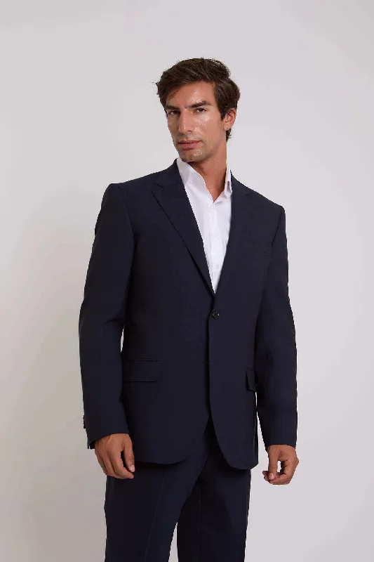 Men Regular Fit Suit Jacket - Navy V-Neck Jacket Boat Neck Jacket Square Neck Jacket