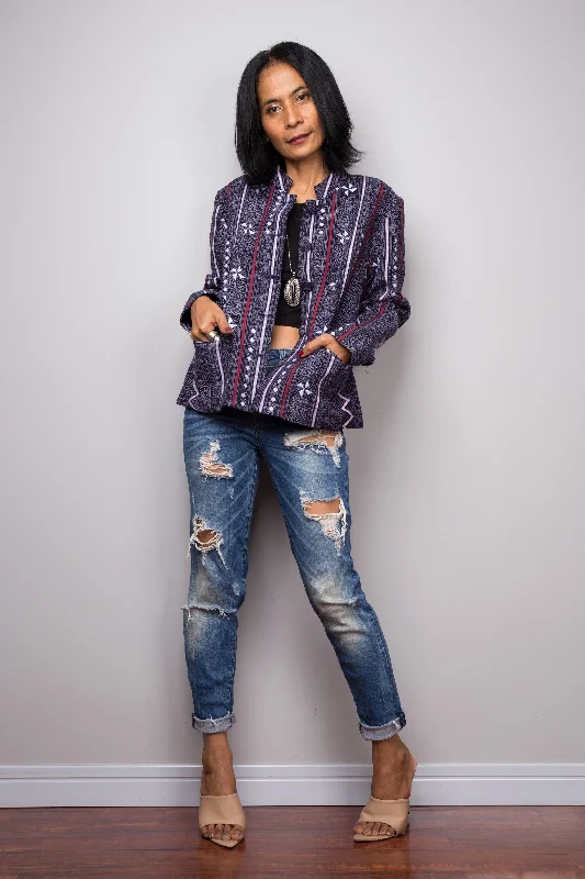Hill tribe Crop Top Jacket | Boho Chic Crop Tops Mesh Jacket Canvas Jacket Denim Jacket