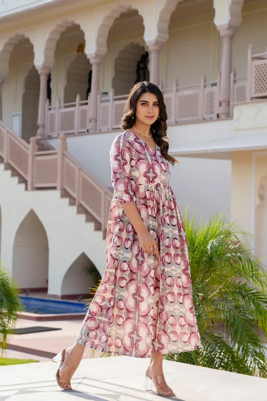 Women Multi Abstract Printed Flared Dress - Rasiya