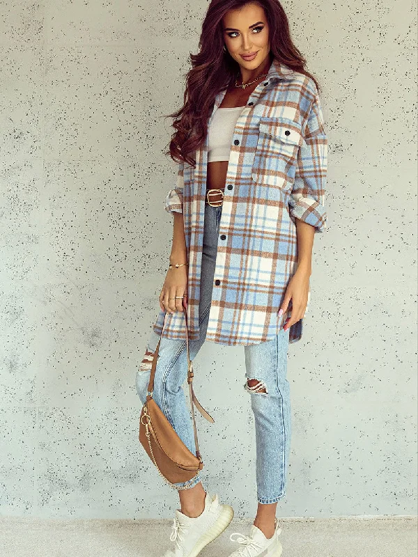 Button Down Plaid Shirt Jacket Satin Jacket Silk Jacket Chiffon Jacket