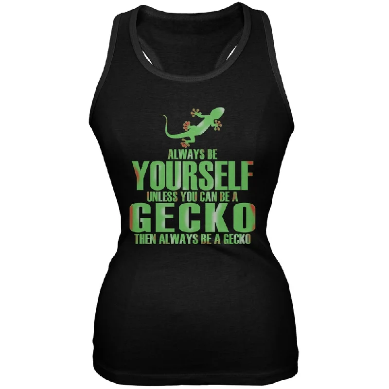 Always Be Yourself Gecko Black Juniors Soft Tank Top floral tank top