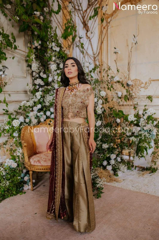 New Pakistani Bridal Dress in Jacket Pants Style #BS544 Print Jacket Jacquard Jacket Embroidered Jacket
