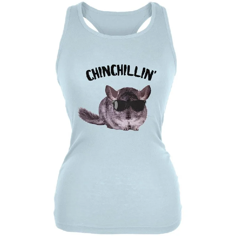 Chinchillin Chinchilla Pale Blue Juniors Soft Tank Top sheer tank top