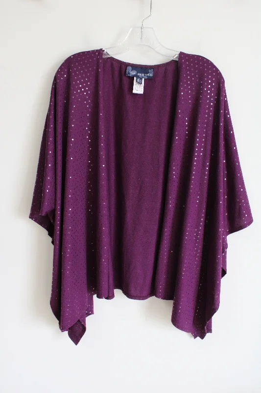 Susan Graver Sparkle Purple Cardigan | M Spandex Blend Rayon Blend Denim Blend