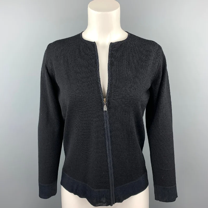 MAX MARA Size S Black Knitted Virgin Wool Blend Cardigan Cable Knit Ribbed Knit Lace Knit MAX MARA Size S Black Knitted Virgin Wool Blend Cardigan Cable Knit Ribbed Knit Lace Knit