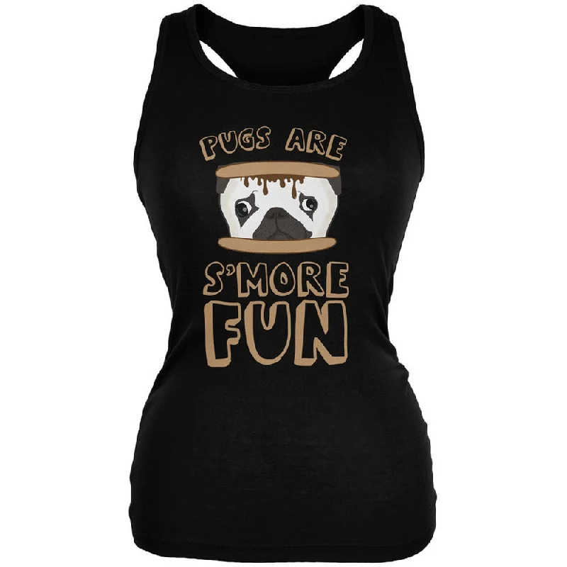 Pugs Are S'More Fun Black Juniors Soft Tank Top workout tank top