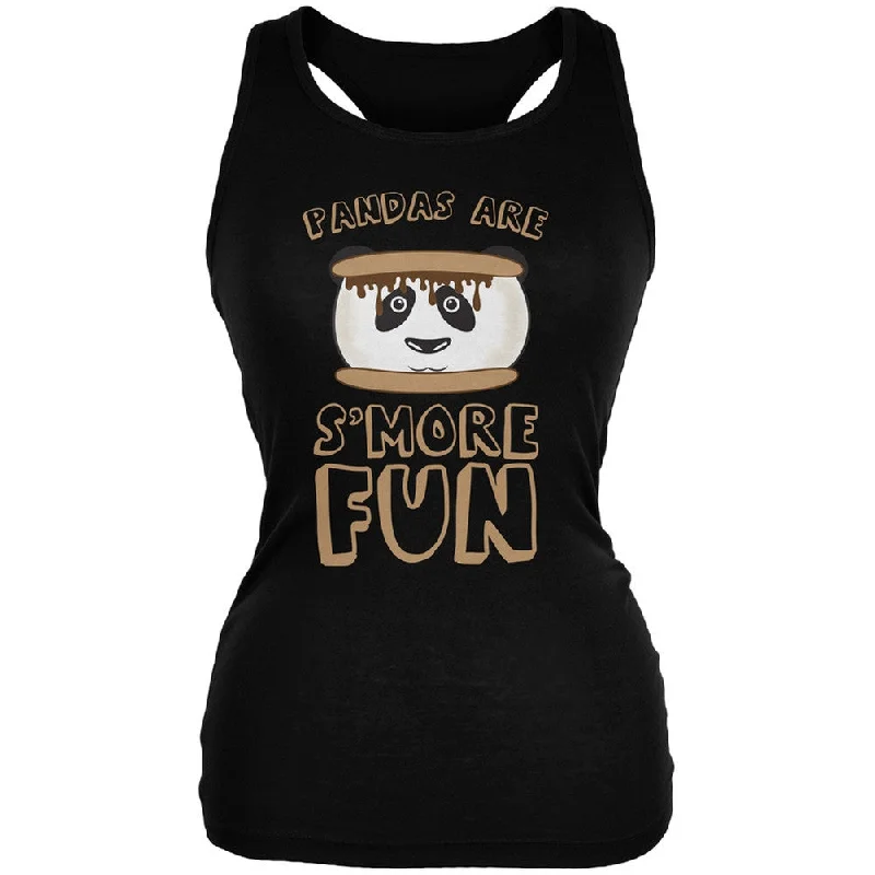 Pandas Are S'More Fun Black Juniors Soft Tank Top yoga tank top