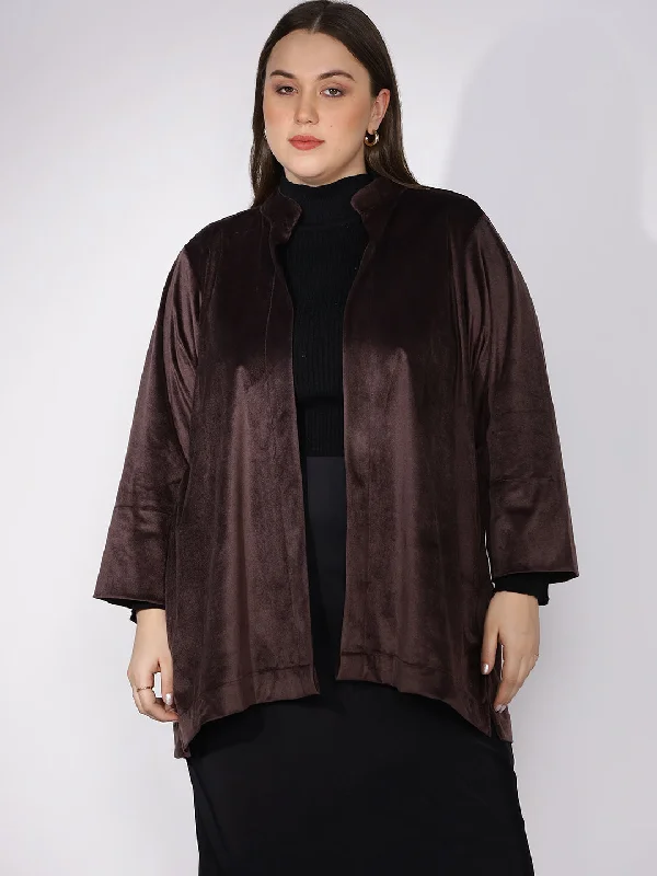 Coffee Suede Short Jacket Satin Fabric Silk Fabric Chiffon Fabric