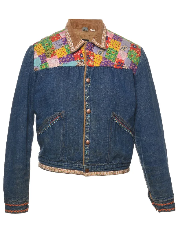 Wrangler Shearling Denim Jacket - M Herringbone Jacket Houndstooth Jacket Plaid Jacket