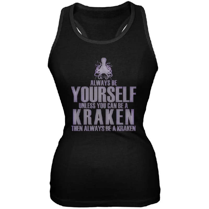 Always Be Yourself Kraken Black Juniors Soft Tank Top long tank top