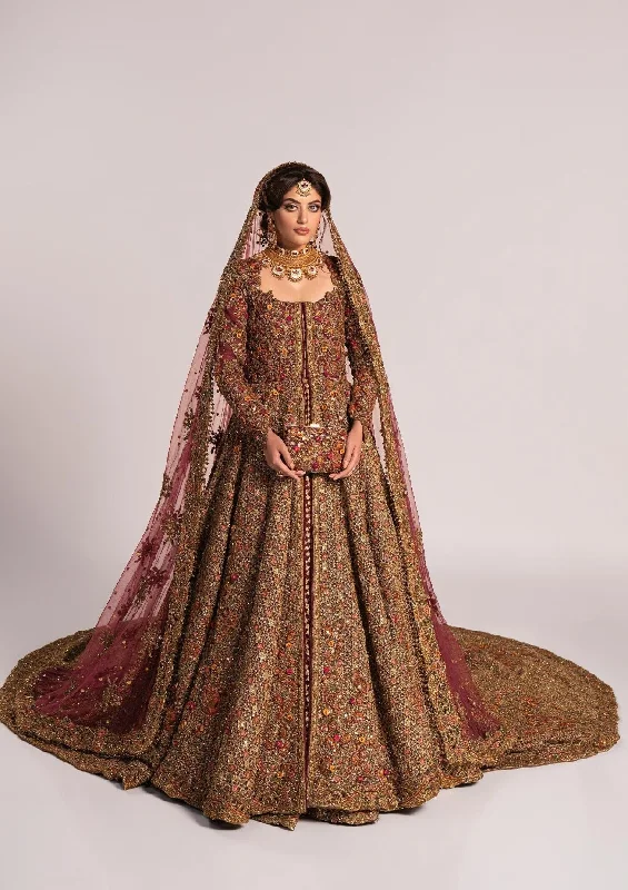 Pakistani Bridal Dress in Open Jacket and Lehenga Style Jersey Jacket Tulle Jacket Batik Jacket