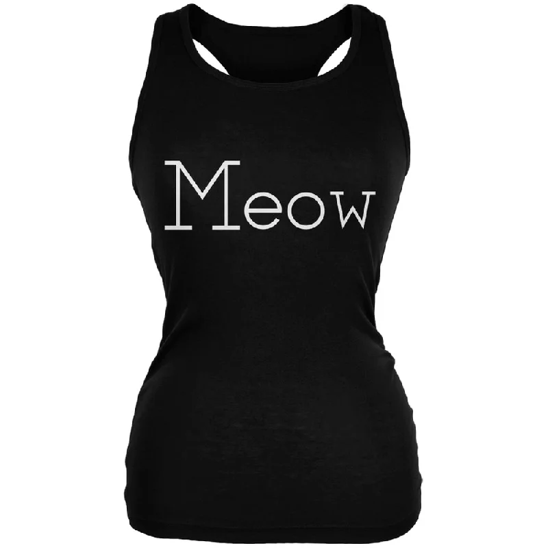 Meow Black Juniors Soft Tank Top strappy tank top