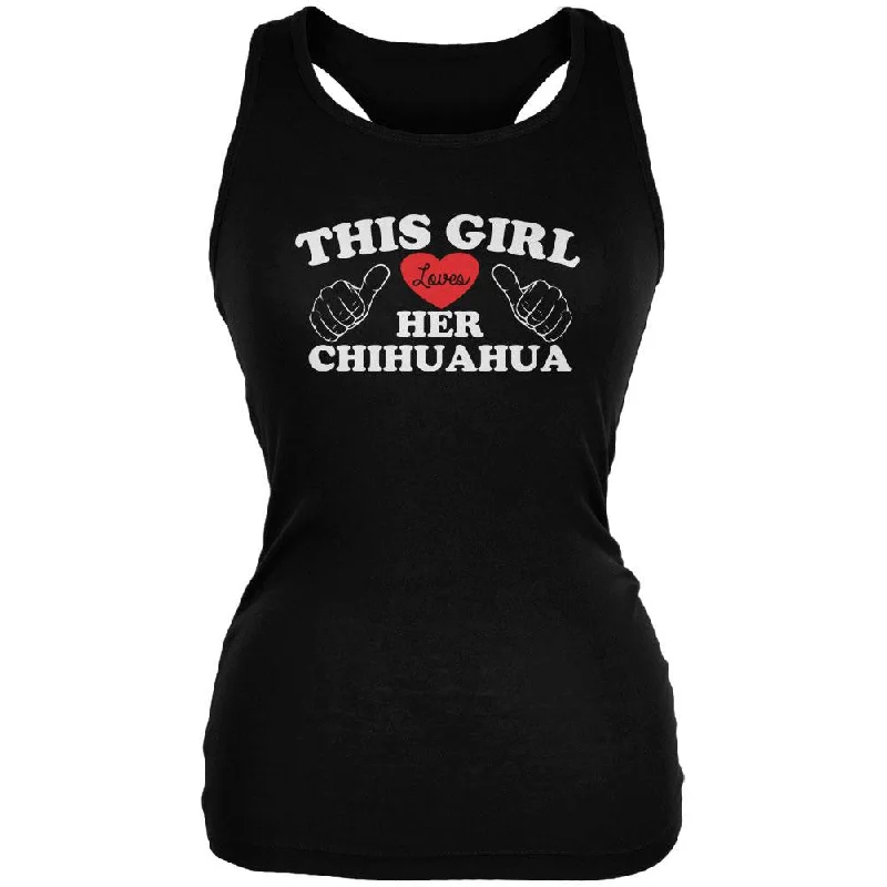 Valentines This Girl Loves Her Chihuahua Black Juniors Soft Tank Top neon tank top