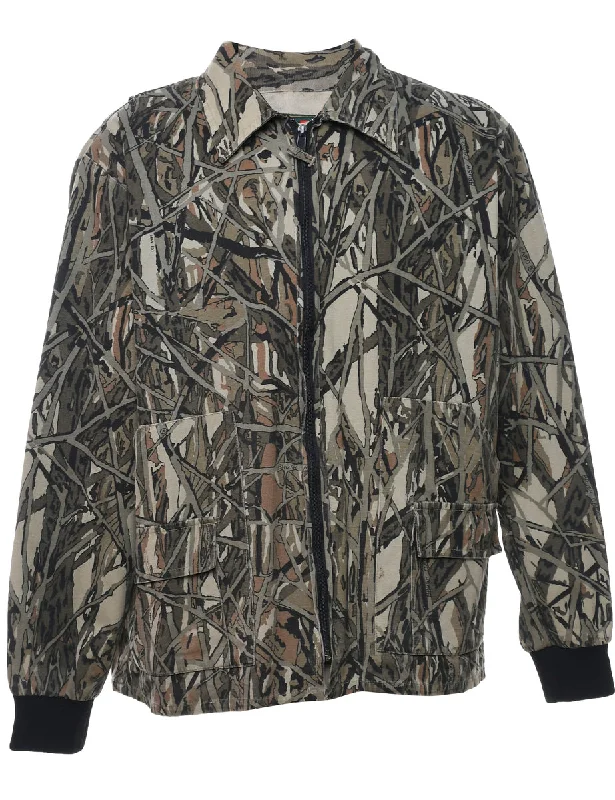 Zip-Front Camouflage Print Jacket - L Tailored Jacket Straight Jacket A-Line Jacket Zip-Front Camouflage Print Jacket - L Tailored Jacket Straight Jacket A-Line Jacket