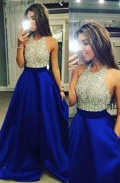 long royal blue beaded prom dresses