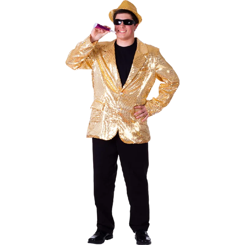 Gold Sequin Jacket - Adults Collared Jacket Crew Neck Jacket Turtle Neck Jacket