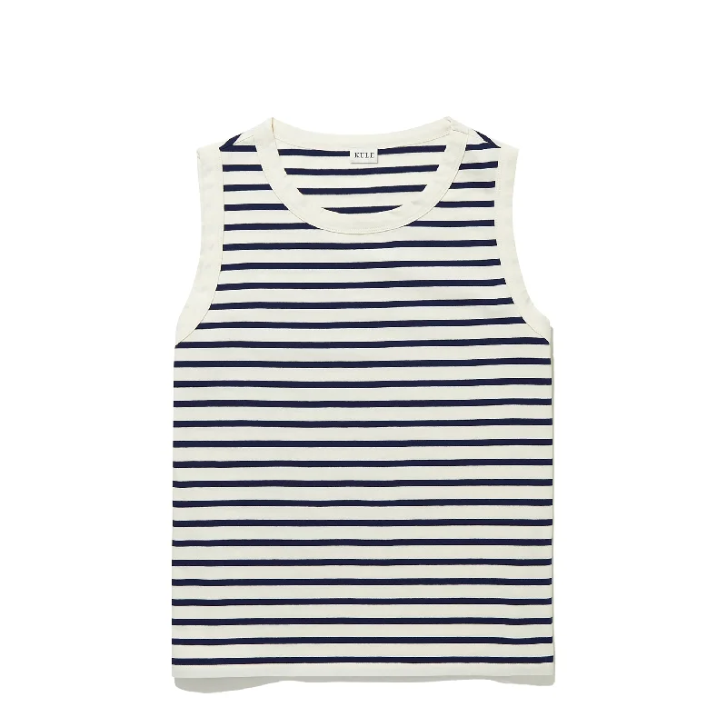 The Tank - Cream/Navy peach tank top
