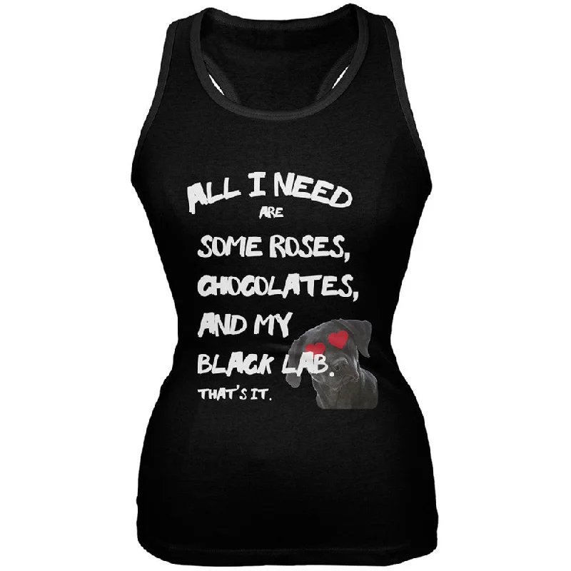Valentine's Day - All I Need is My Black Lab Black Soft Juniors Tank Top loose fit tank