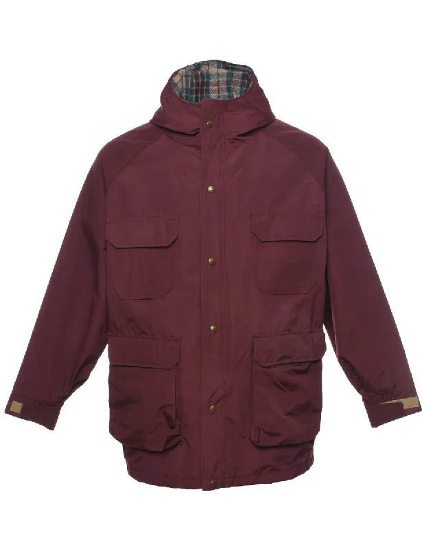 Woolrich Maroon Jacket - L Elasticated Jacket Padded Jacket Insulated Jacket