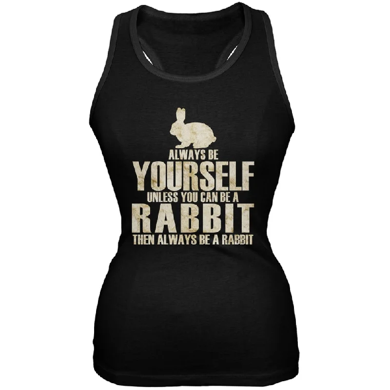 Always Be Yourself Rabbit Black Juniors Soft Tank Top relaxed fit tank