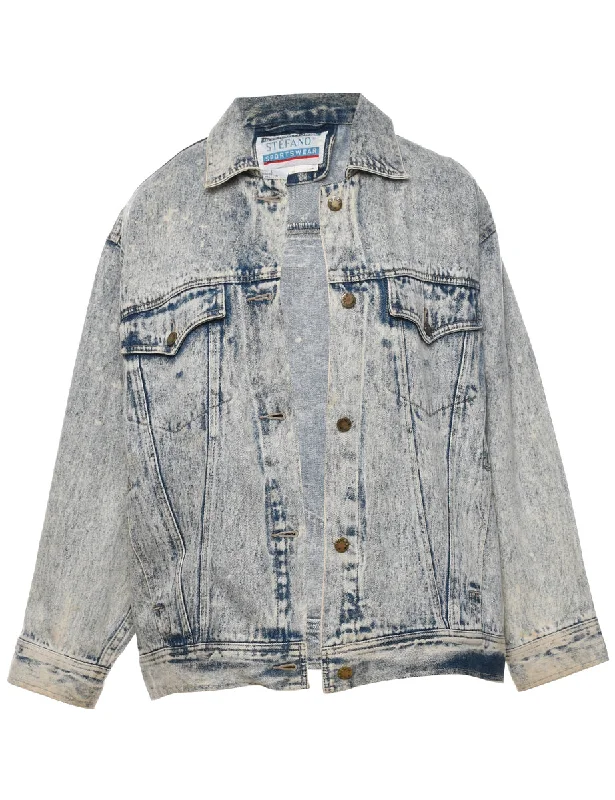 Acid Wash 1980s Denim Jacket - L