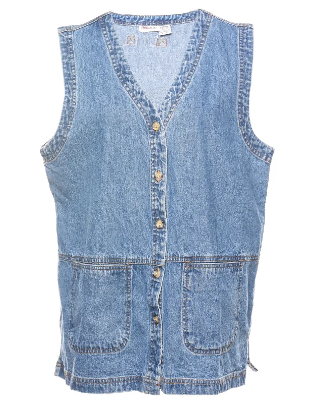 Cabin Creek 1990s Light Wash Denim Waistcoat  - L