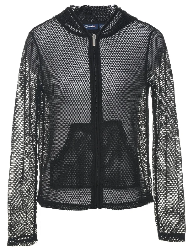 Hooded Black Sheer Jacket - M