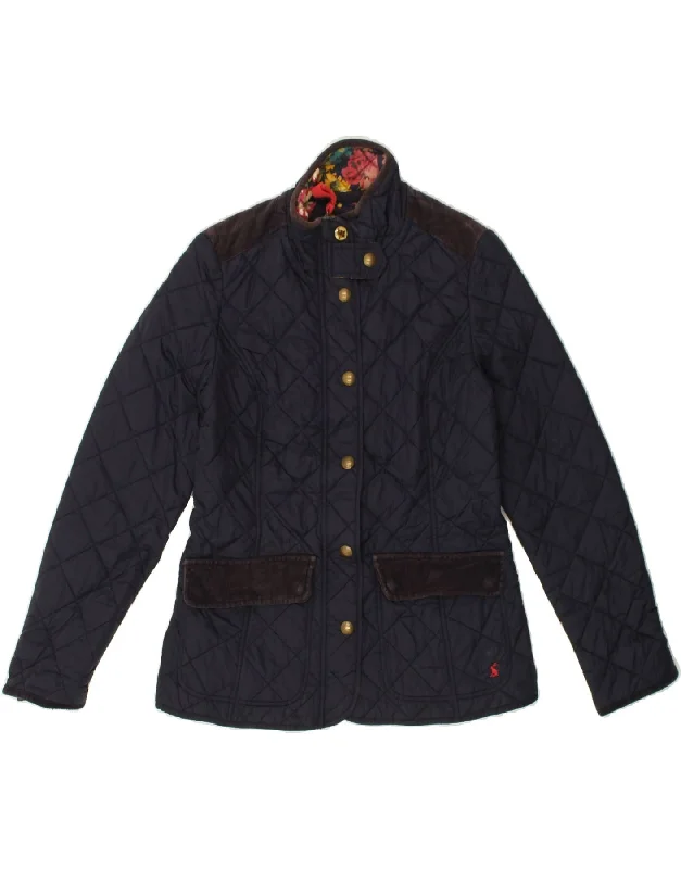 JOULES Womens Quilted Jacket UK 10 Small  Navy Blue Polyamide