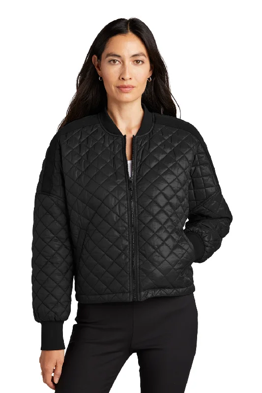 Mercer+Mettle Womens Quilted Water Resistant Full Zip Jacket - Deep Black