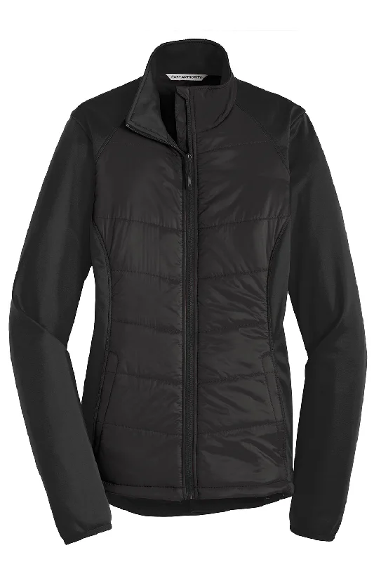 Port Authority Womens Hybrid Wind & Water Resistant Full Zip Jacket - Deep Black