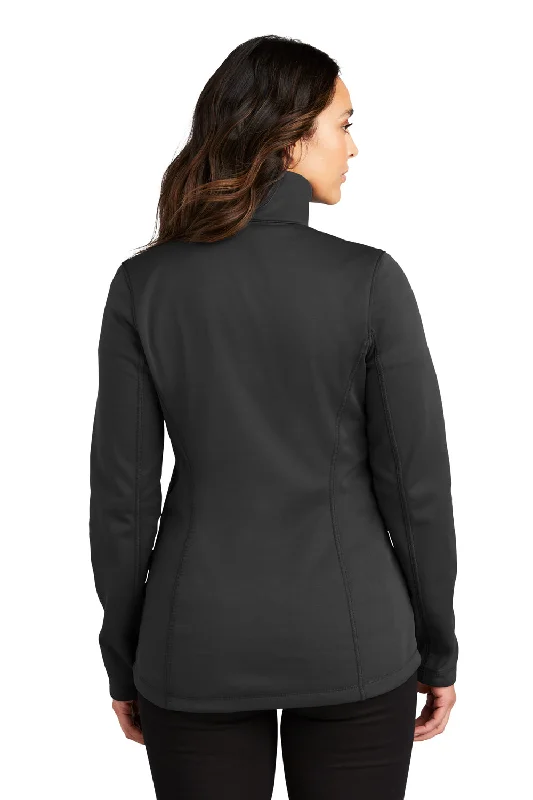 Port Authority Womens Smooth Fleece 1/4 Zip Hooded Jacket - Deep Black