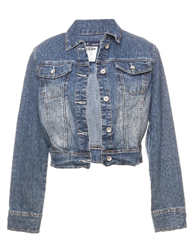 Studded Stone Wash Denim Jacket - M