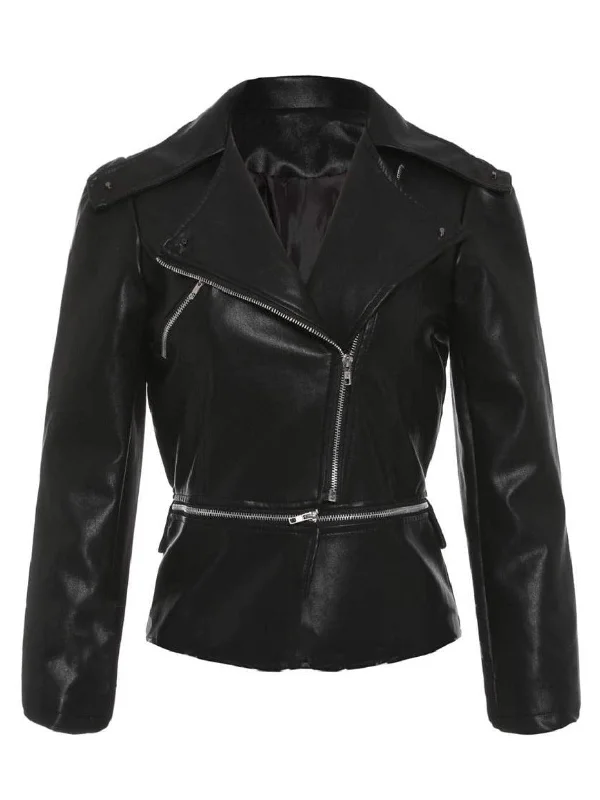 Women’s Black Standard Slim Fit Leather Jacket