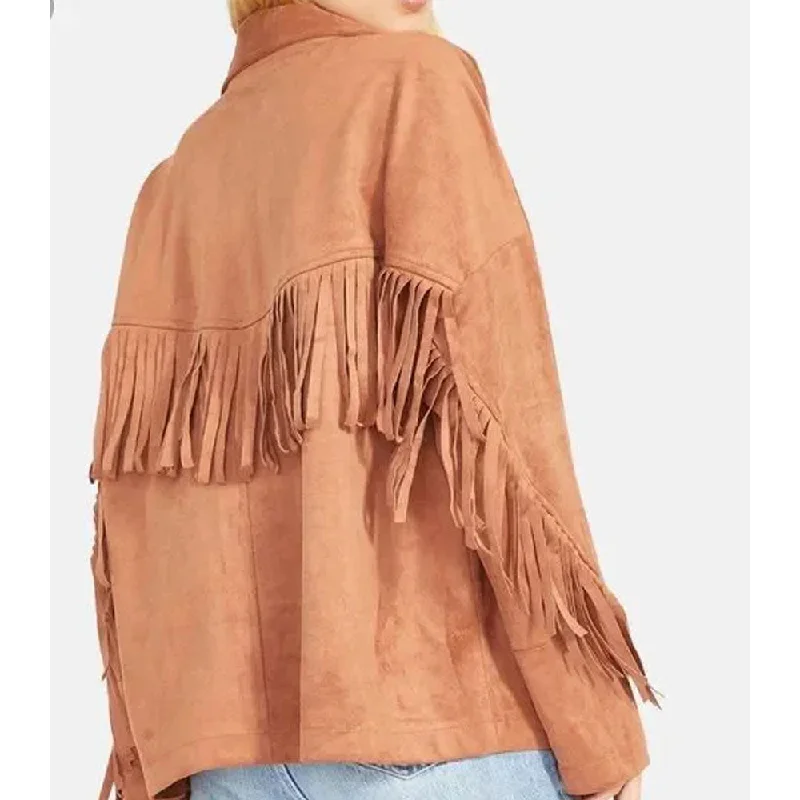 Women’s Real Suede Fringe Shirt Jacket